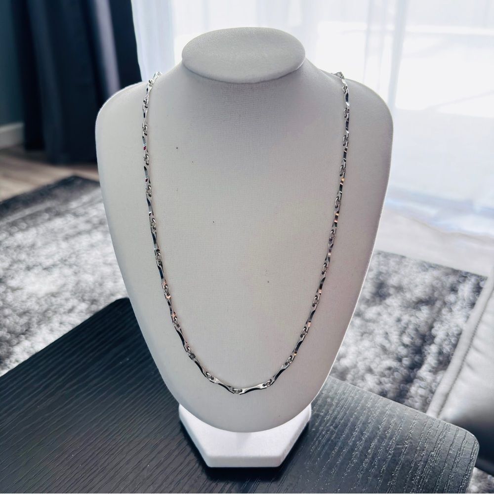 VINTAGE Sarah Coventry Silver Bar Link Necklace 1960s Signed